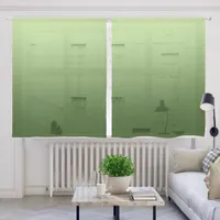 Pale to Forest Green Gradient Sheer Curtains