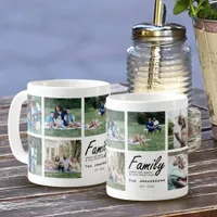 Family Script Black Quote Photo Collage keepsake Coffee Mug