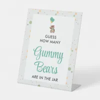 Minimalist Simple Cute Cub Gummy Bears Baby Shower Pedestal Sign