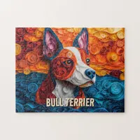 Bull Terrier Paper Quilling Art Dog Portrait Jigsaw Puzzle