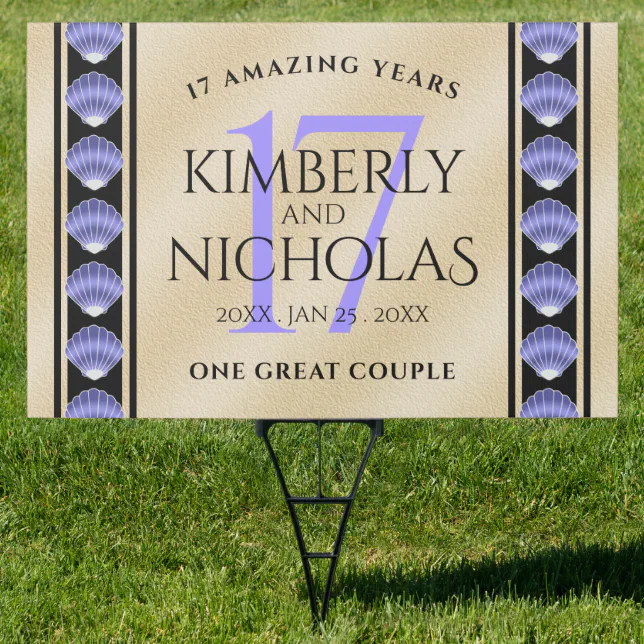 Elegant 17th Shells Wedding Anniversary Sign