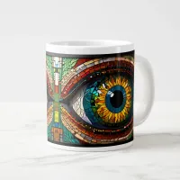 Cute Mosaic Stained Glass Eye design  Giant Coffee Mug