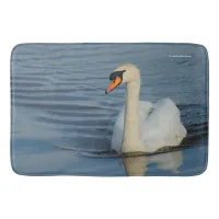 Elegant Mute Swan Waterbird on the Lake  Bath Mat