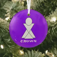 White Geometric Angel Crown Chakra Violet Glass Ornament