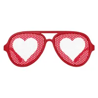 Love Heart Red and White Romantic Aviator Sunglasses