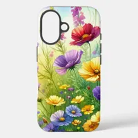 Yellow, Purple, and Red Wildflowers Botanical iPhone 16 Case