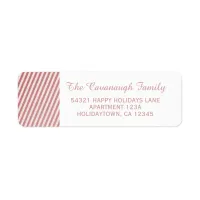 Elegant Modern Christmas Rose Pink Foil Stripes Label