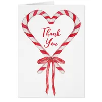 Chic Modern Candy Cane and Bow Christmas Thank You