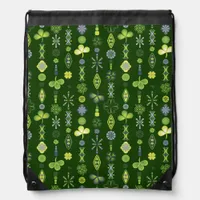 Shamrock Clover Minimal Modern Pattern Dark Green Drawstring Bag