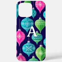 Colorful Christmas Pattern Pretty Monogrammed iPhone 16 Pro Max Case