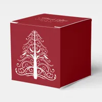 Red Christmas Tree Winter Wedding Favor Boxes