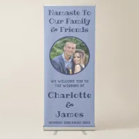 Happy Couple Photo | Pastel Blue Wedding Welcome Retractable Banner