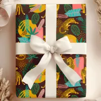 Leopard Cats Tropical Abstract Jungle Pattern Wrapping Paper