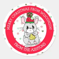 Merry Christmas Mouse with Cheese Holiday Classic Round Sticker