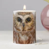 Cute Little Northern Saw Whet Owls Pillar Candle