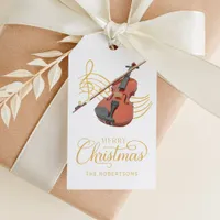 Elegant Violin Christmas Music Gift Tags