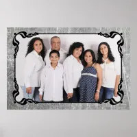 Gray and Black Script Border Family Photo Poster