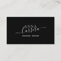 Minimal Luxury Boutique Black White Calligraphy Business Card