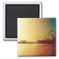 Santa Monica Pier - Orange Sunrise Photo Edit Magnet