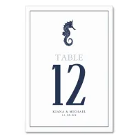 Blue Wave Seahorse Wedding Navy/Wht ID836 Table Number