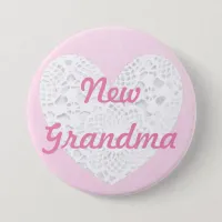 New Grandma Bragging Pink Lacy Button