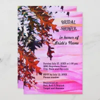 Autumn Colored Leaves Swirl of Pink Bridal Shower Invitation