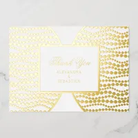 Chic Script Golden Pearls Gold Foil Thank You Card