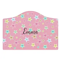 Cute stars with faces in pastel colors   door sign