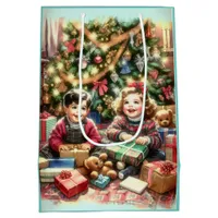 Sweet Nostalgic Children on Christmas to and from Medium Gift Bag