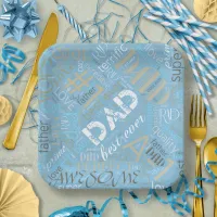 Best Ever Dad Word Cloud Blue ID263 Paper Plates