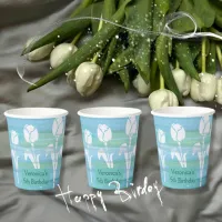 Watercolor Blue Birthday Kids Tulip Paper cup