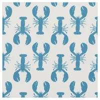 Maine Lobsters Coastal Pattern in Blue and White Fabric