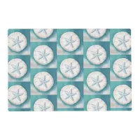 Teal Starfish and Sand Dollar Beachy  Placemat