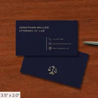 Modern Navy Blue and Gold Lawyer Business Card