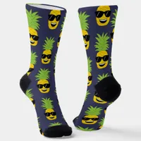 Cool Summer Pineapples in Sunglasses Socks