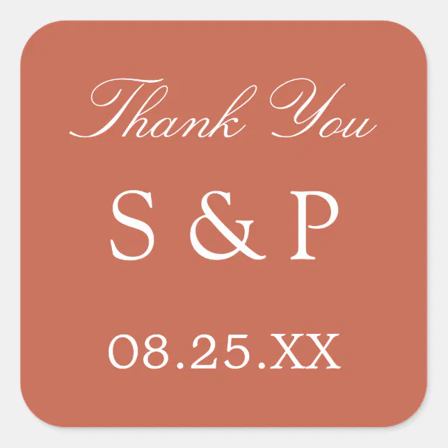 Terracotta Wedding Favor Thank You Sticker