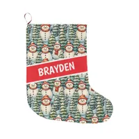 Watercolor Snowman Christmas Personalized  Large Christmas Stocking