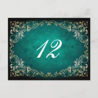 rustic aqua regal  wedding table seating card