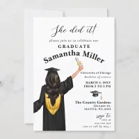 Modern Minimalist Photo She Did It Graduation Invitation