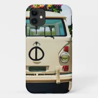 Floral Retro Hippie Van Vintage Art iPhone 11 Case