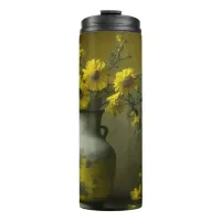 Antique Vase of Yellow Flowers Thermal Tumbler