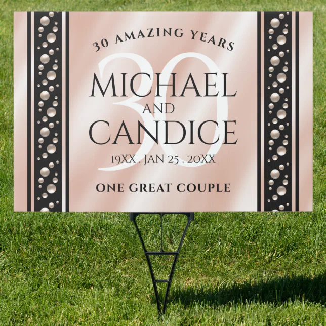 Elegant 30th Pearl Wedding Anniversary Celebration Sign