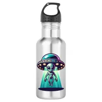 Ai Art with UFO Beaming up an Alien Stainless Steel Water Bottle