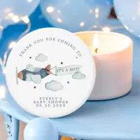 Vintage Airplane Boy Baby Shower Thank You Mini Candle Favors