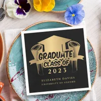 Modern Black and Gold Graduation Party Napkin