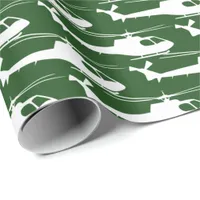 Helicopter Military Pilot Army Green Wrapping Paper