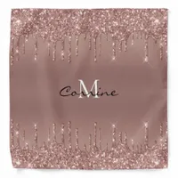 Metallic Rose Gold Glitter Dripping Icing Monogram Bandana