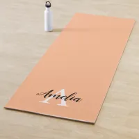 Peach Monogram Script Yoga Mat