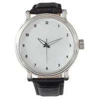 Mens Vintage Black Leather Strap Watch Add Own