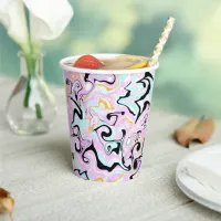 Fluid Art  Cotton Candy Pink, Teal, Black and Gold Paper Cups